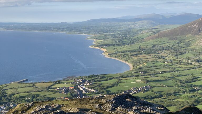 Beautiful views from the Trefor holiday cottage across to Anglesey and Caernarfon from the Three Rivals