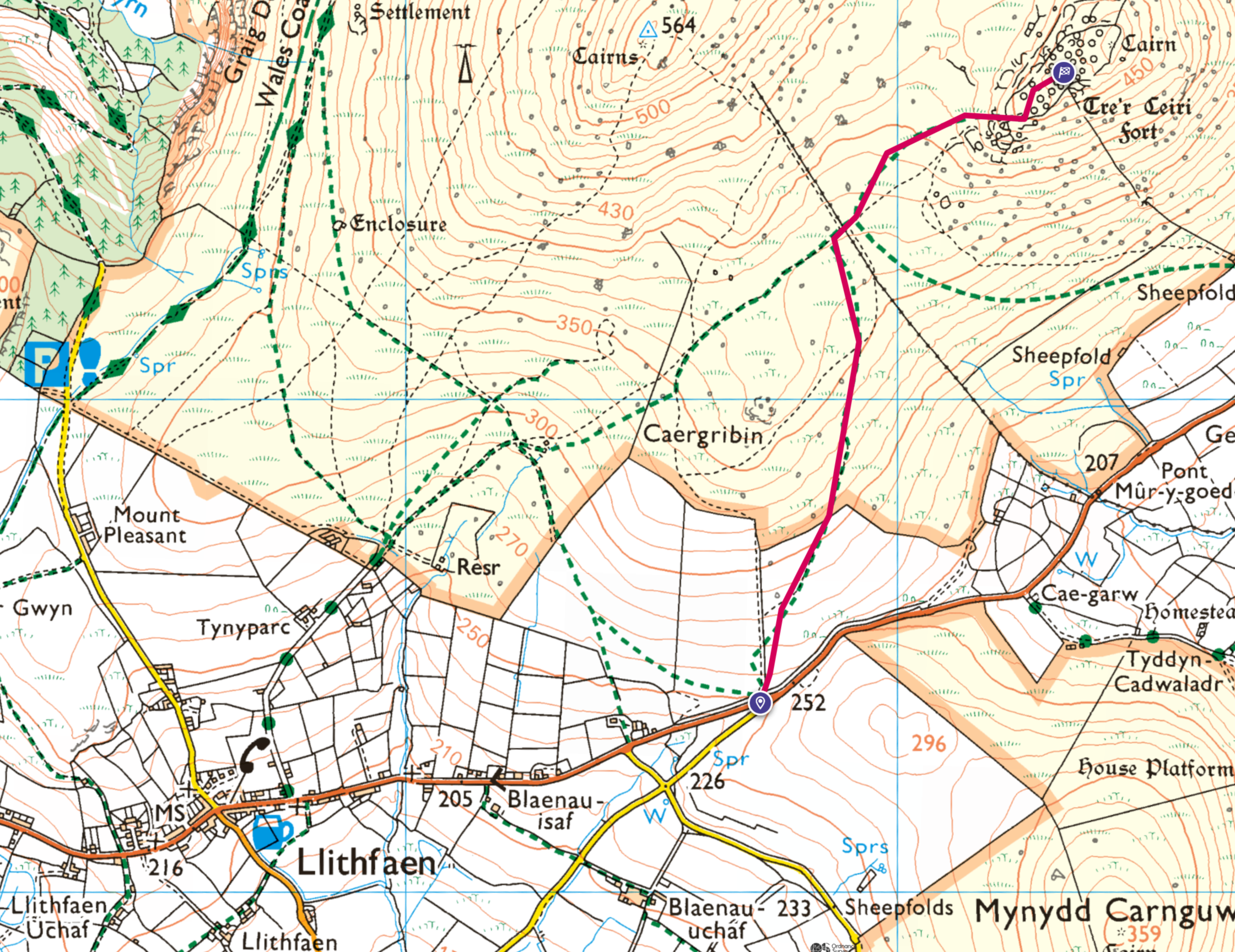 shorter walk from Llithfaen to Tre'r Ceiri